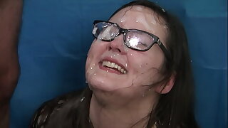 Amateur gets face added to glasses cum covered