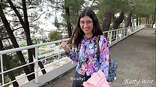 Public pickup looker fucked and cum on her glasses