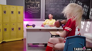 College shemales Khloe Kay and Izzy Wilde fuck with respect to the coach in threesome